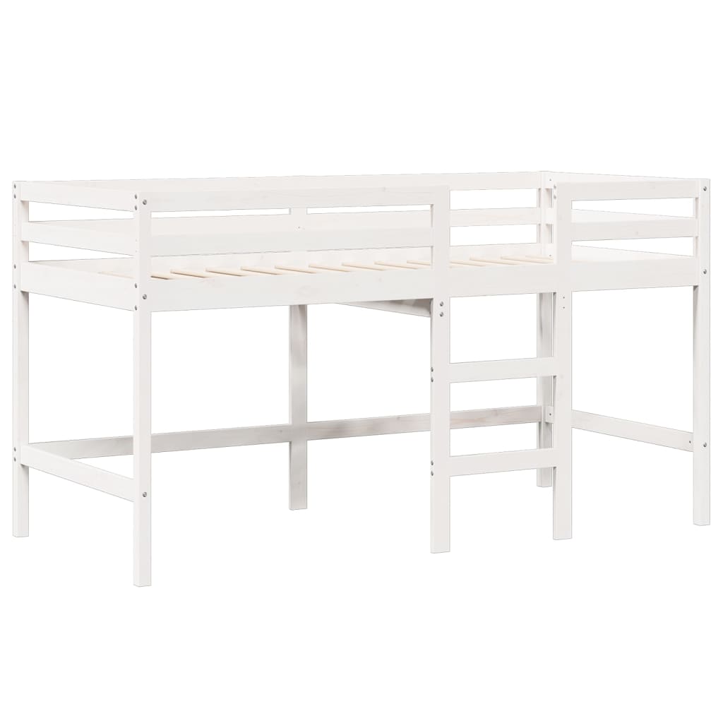 vidaXL Pat înalt cu acoperiș, alb, 80x200 cm, lemn masiv de pin