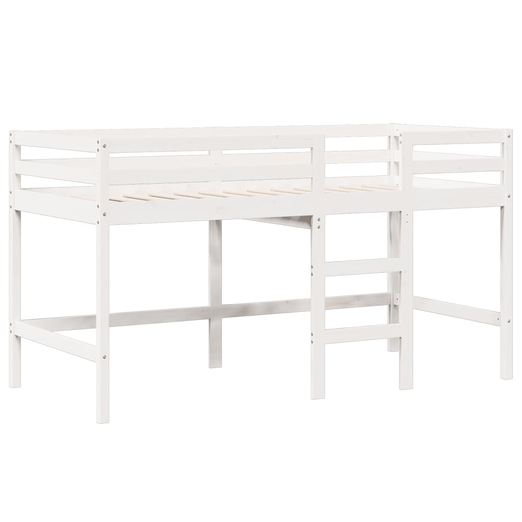 vidaXL Pat înalt cu acoperiș, alb, 90x190 cm, lemn masiv de pin