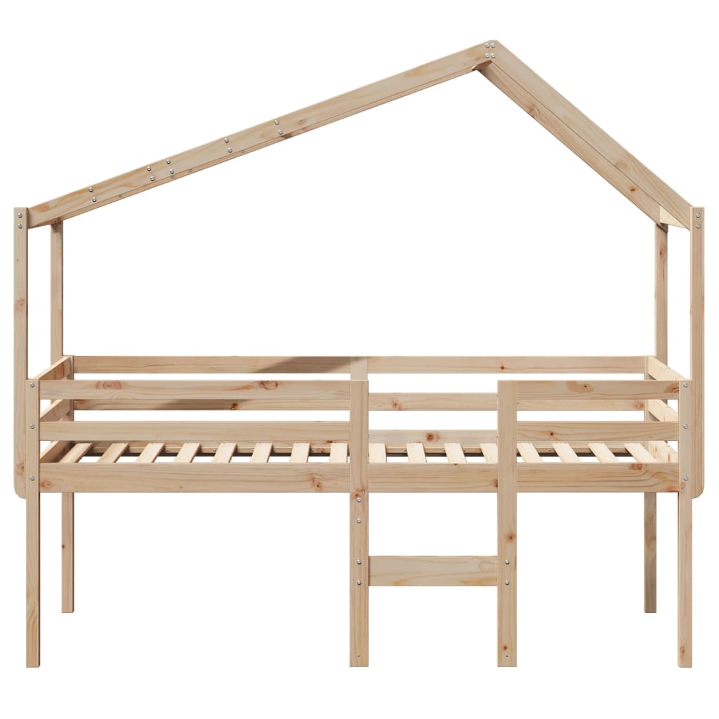vidaXL Pat înalt cu acoperiș, 75x190 cm, lemn masiv de pin vidaXL Pat înalt cu acoperiș, 75x190 cm, lemn masiv de pin