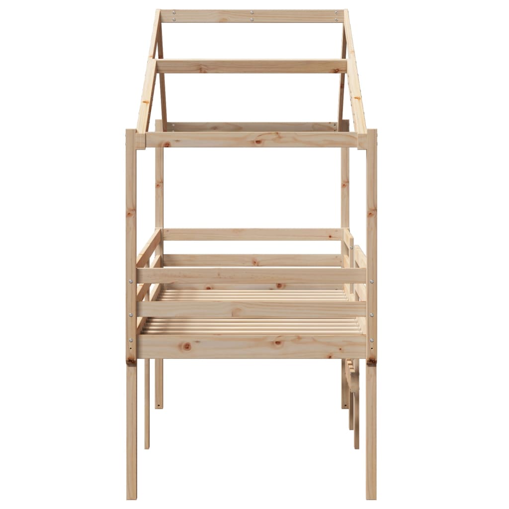 vidaXL Pat înalt cu acoperiș, 75x190 cm, lemn masiv de pin vidaXL Pat înalt cu acoperiș, 75x190 cm, lemn masiv de pin