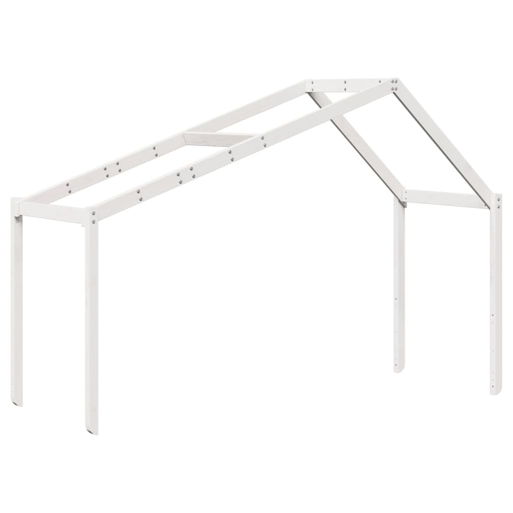 vidaXL Pat înalt cu acoperiș, alb, 75x190 cm, lemn masiv de pin