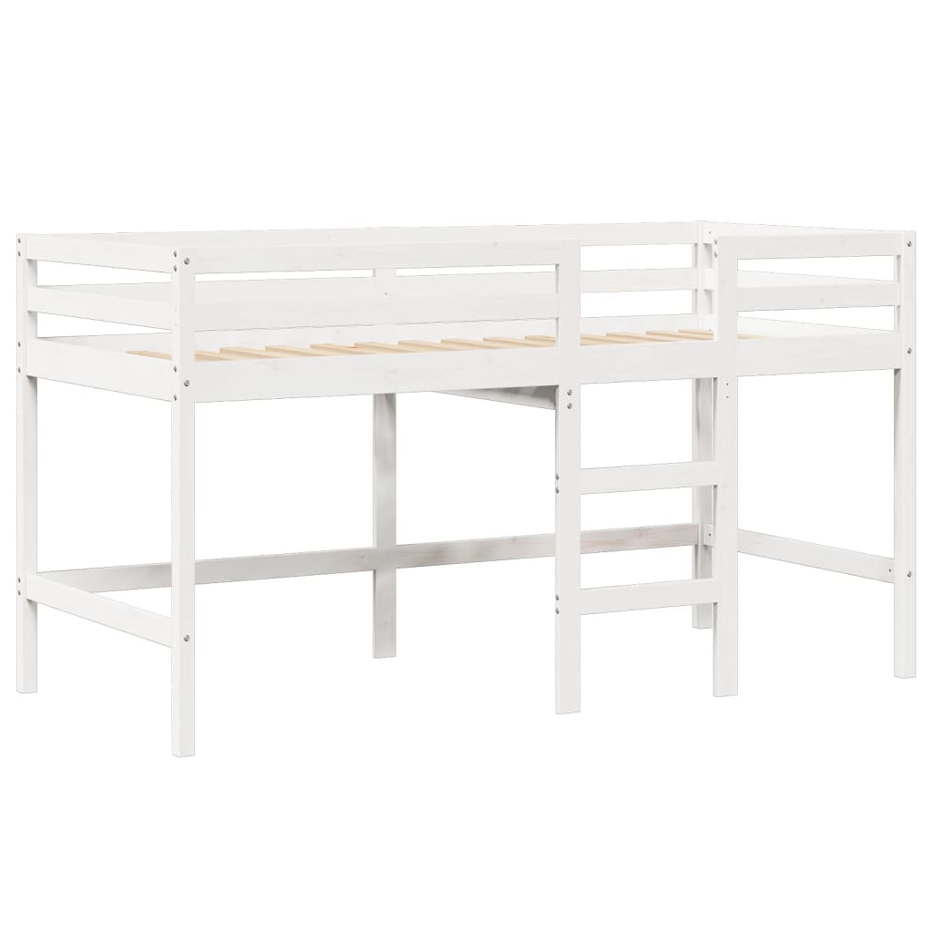 vidaXL Pat etajat cu scară și acoperiș, alb, 90x190 cm, lemn masiv pin vidaXL Pat etajat cu scară și acoperiș, alb, 90x190 cm, lemn masiv pin