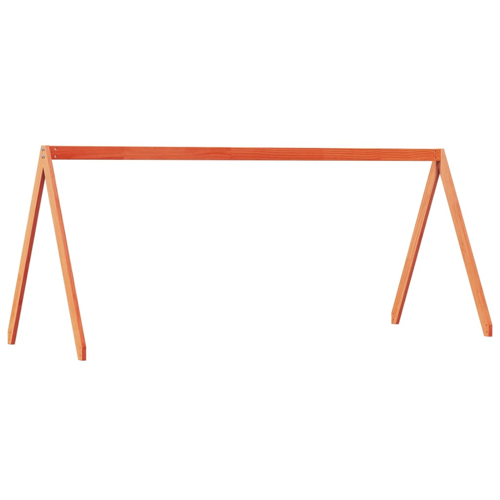 vidaXL Pat înalt cu acoperiș, maro ceruit, 80x200 cm, lemn masiv pin