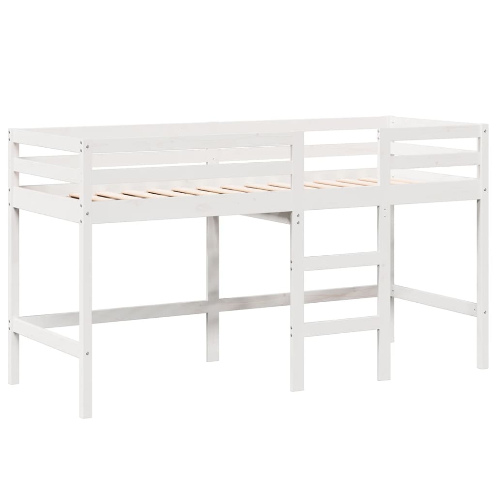 vidaXL Pat etajat cu scară și acoperiș, alb, 90x200 cm, lemn masiv pin vidaXL Pat etajat cu scară și acoperiș, alb, 90x200 cm, lemn masiv pin