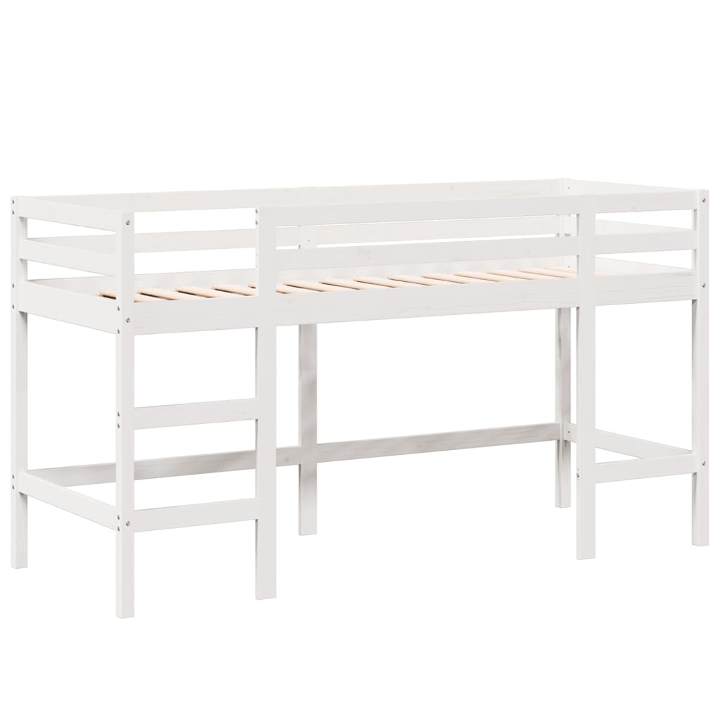 vidaXL Pat etajat cu scară și acoperiș, alb, 90x200 cm, lemn masiv pin vidaXL Pat etajat cu scară și acoperiș, alb, 90x200 cm, lemn masiv pin