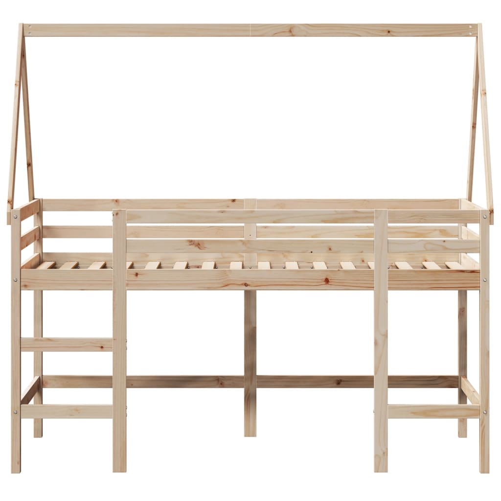 vidaXL Pat etajat cu scară și acoperiș, alb, 80x200 cm, lemn masiv pin vidaXL Pat etajat cu scară și acoperiș, alb, 80x200 cm, lemn masiv pin
