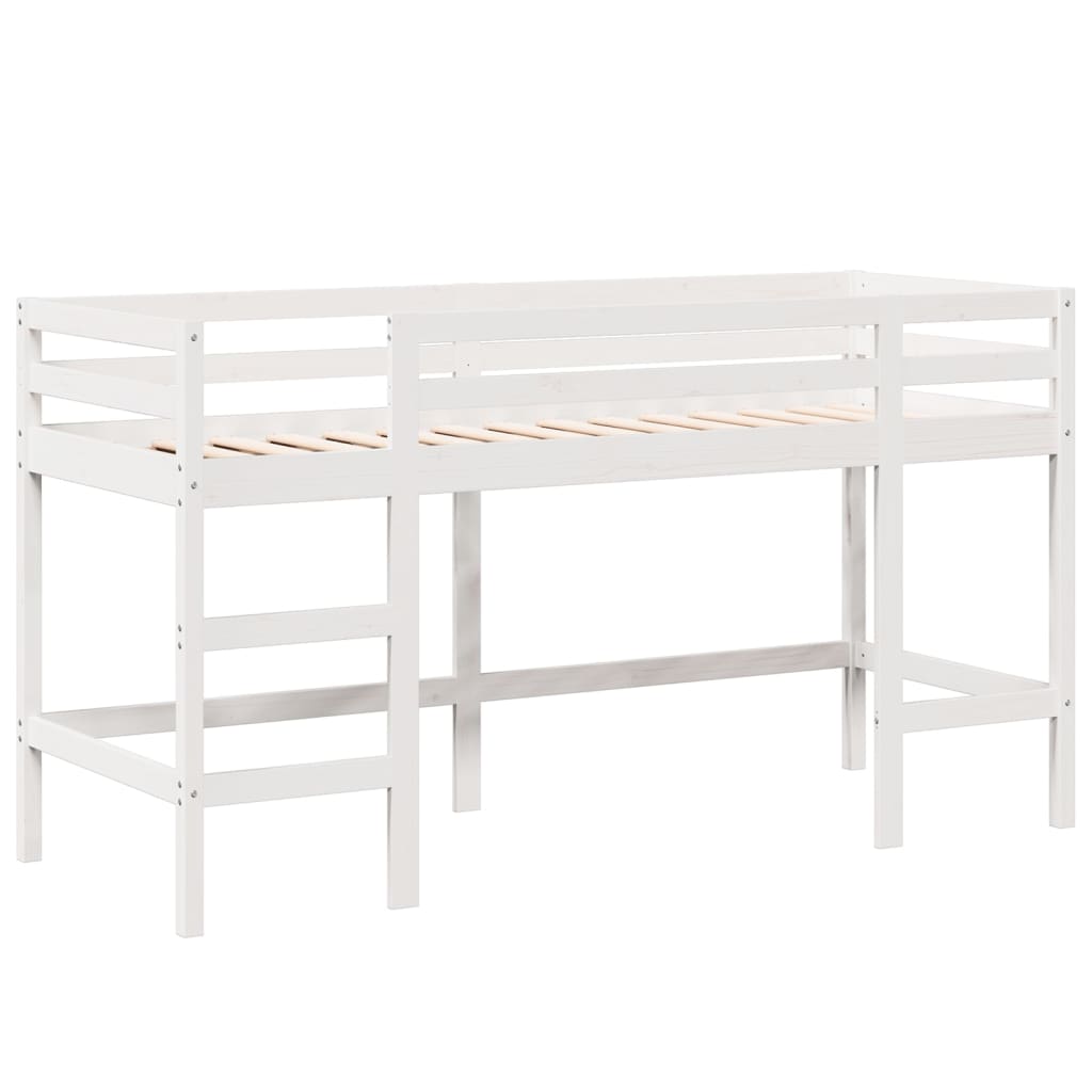 vidaXL Pat etajat cu scară și acoperiș, alb, 90x190 cm, lemn masiv pin vidaXL Pat etajat cu scară și acoperiș, alb, 90x190 cm, lemn masiv pin