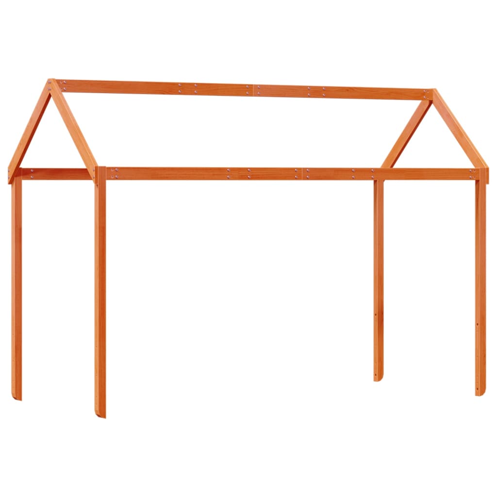 vidaXL Pat supraetajat cu acoperiș maro ceruit 90x200cm lemn masiv pin