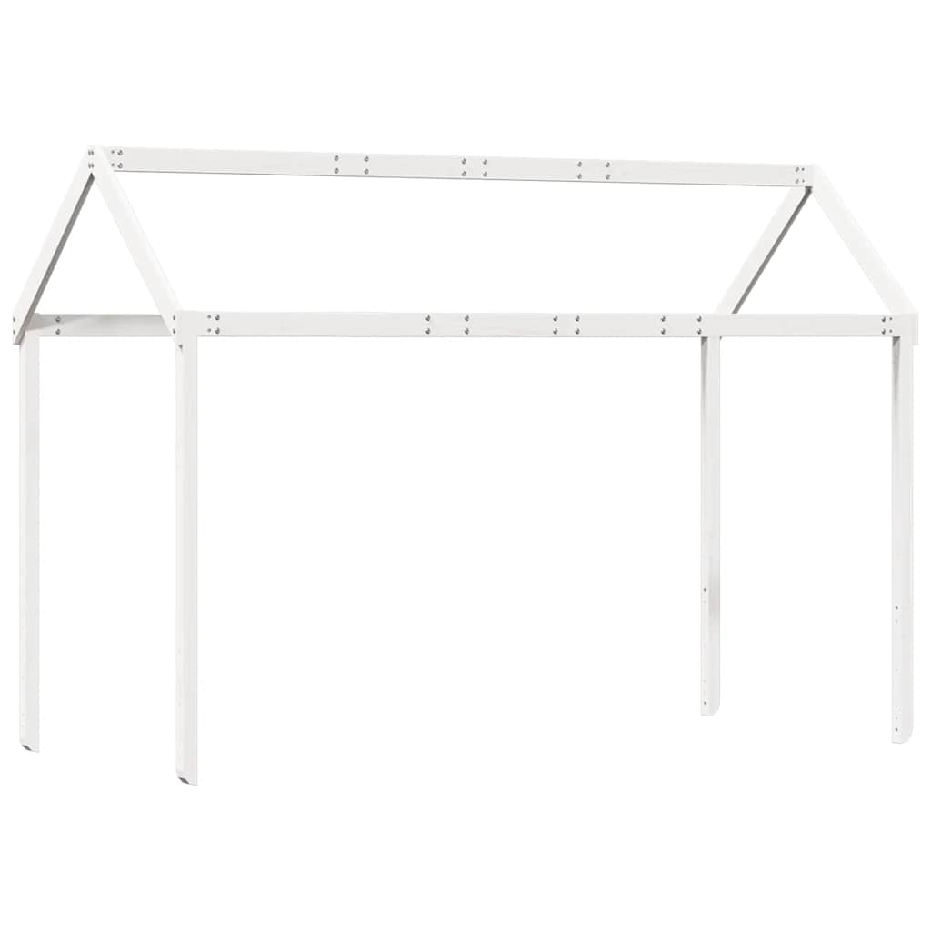vidaXL Pat supraetajat cu acoperiș, alb, 90x190 cm, lemn masiv de pin