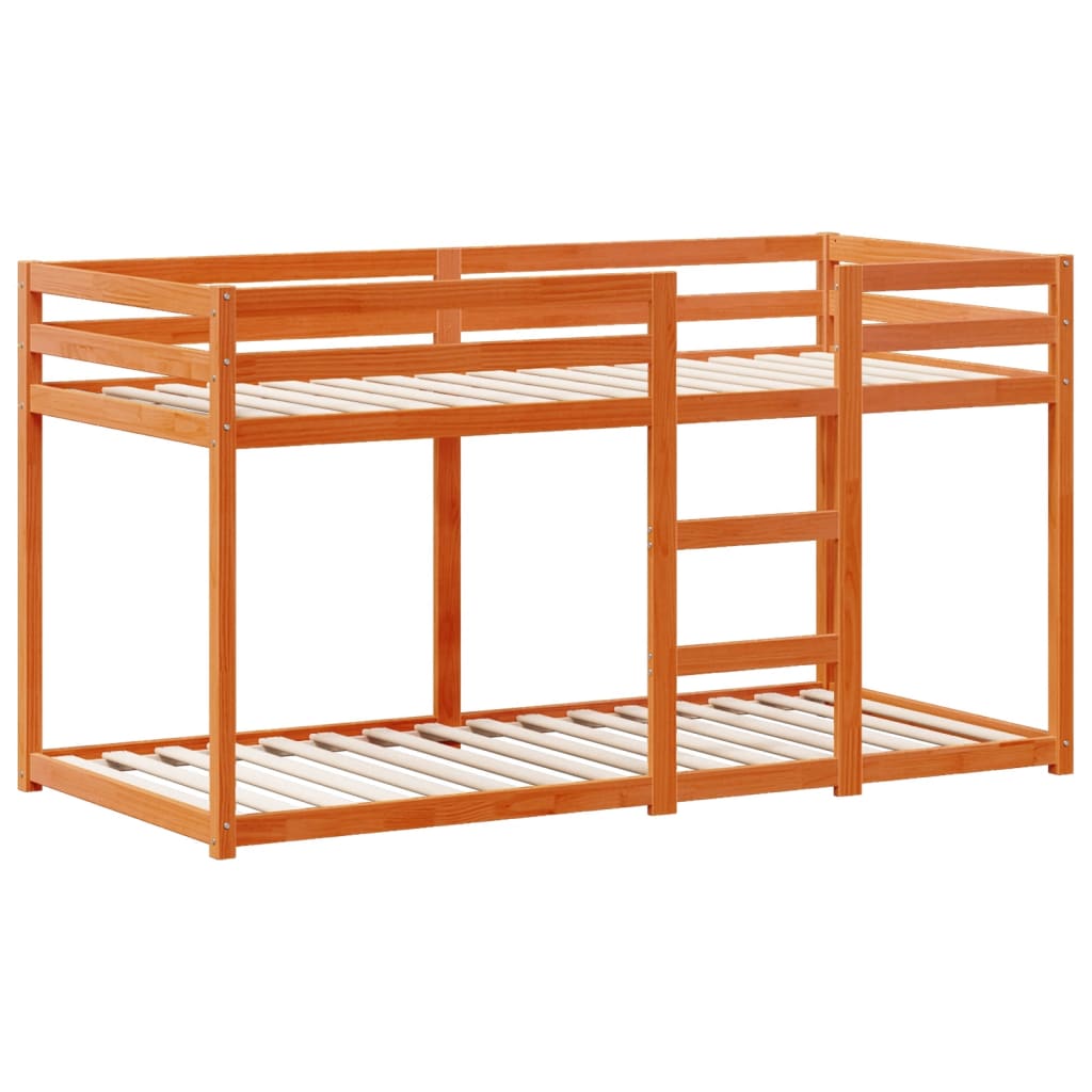 vidaXL Pat supraetajat cu acoperiș maro ceruit 75x190cm lemn masiv pin vidaXL Pat supraetajat cu acoperiș maro ceruit 75x190cm lemn masiv pin