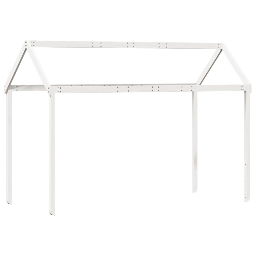 vidaXL Pat înalt cu acoperiș, alb, 80x200 cm, lemn masiv de pin