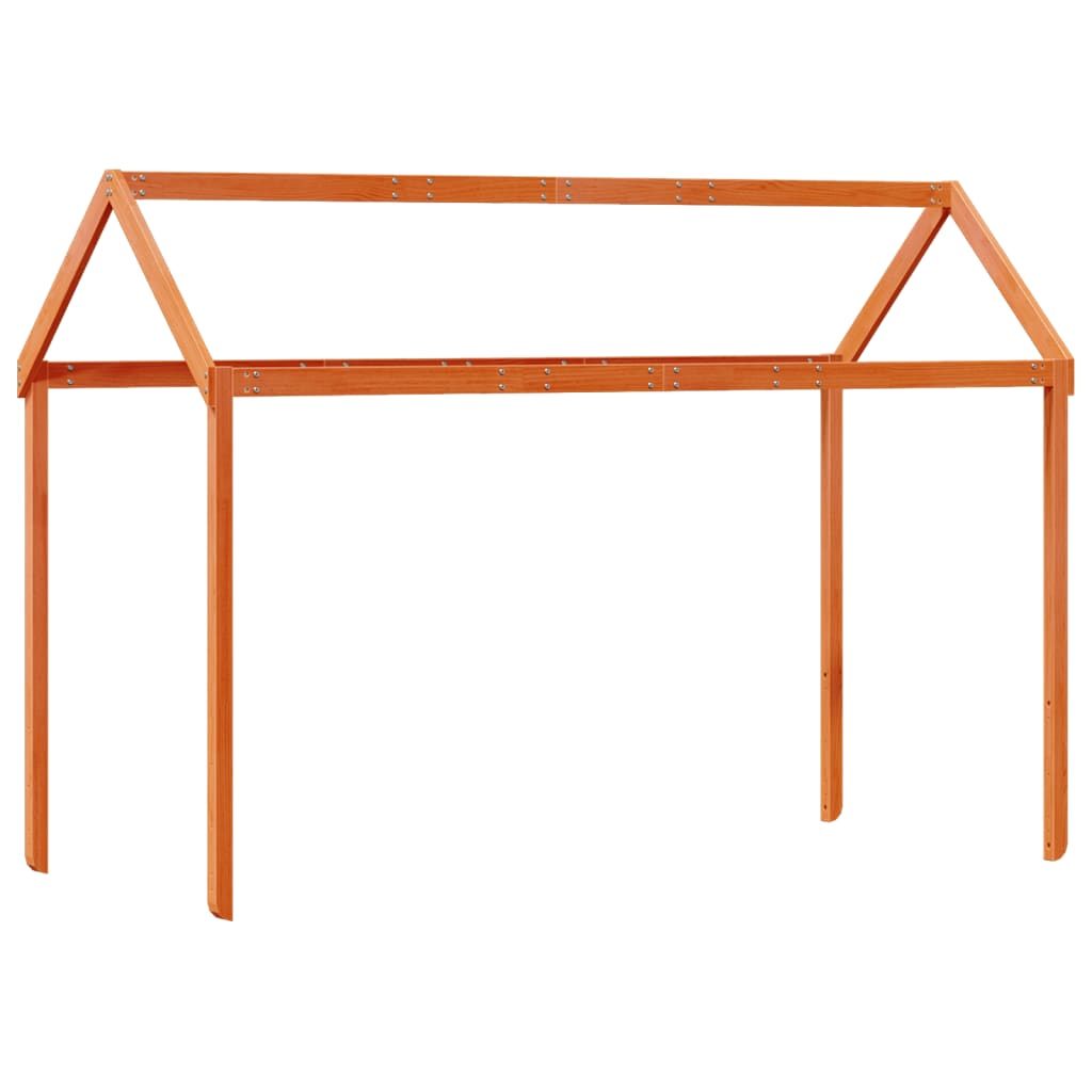 vidaXL Pat înalt cu acoperiș, maro ceruit, 80x200 cm, lemn masiv pin