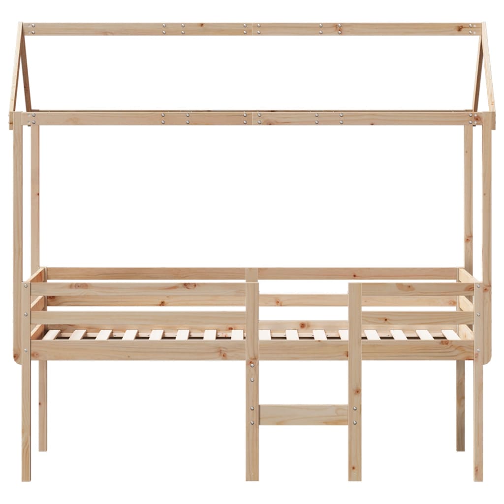 vidaXL Pat înalt cu acoperiș, 75x190 cm, lemn masiv de pin vidaXL Pat înalt cu acoperiș, 75x190 cm, lemn masiv de pin