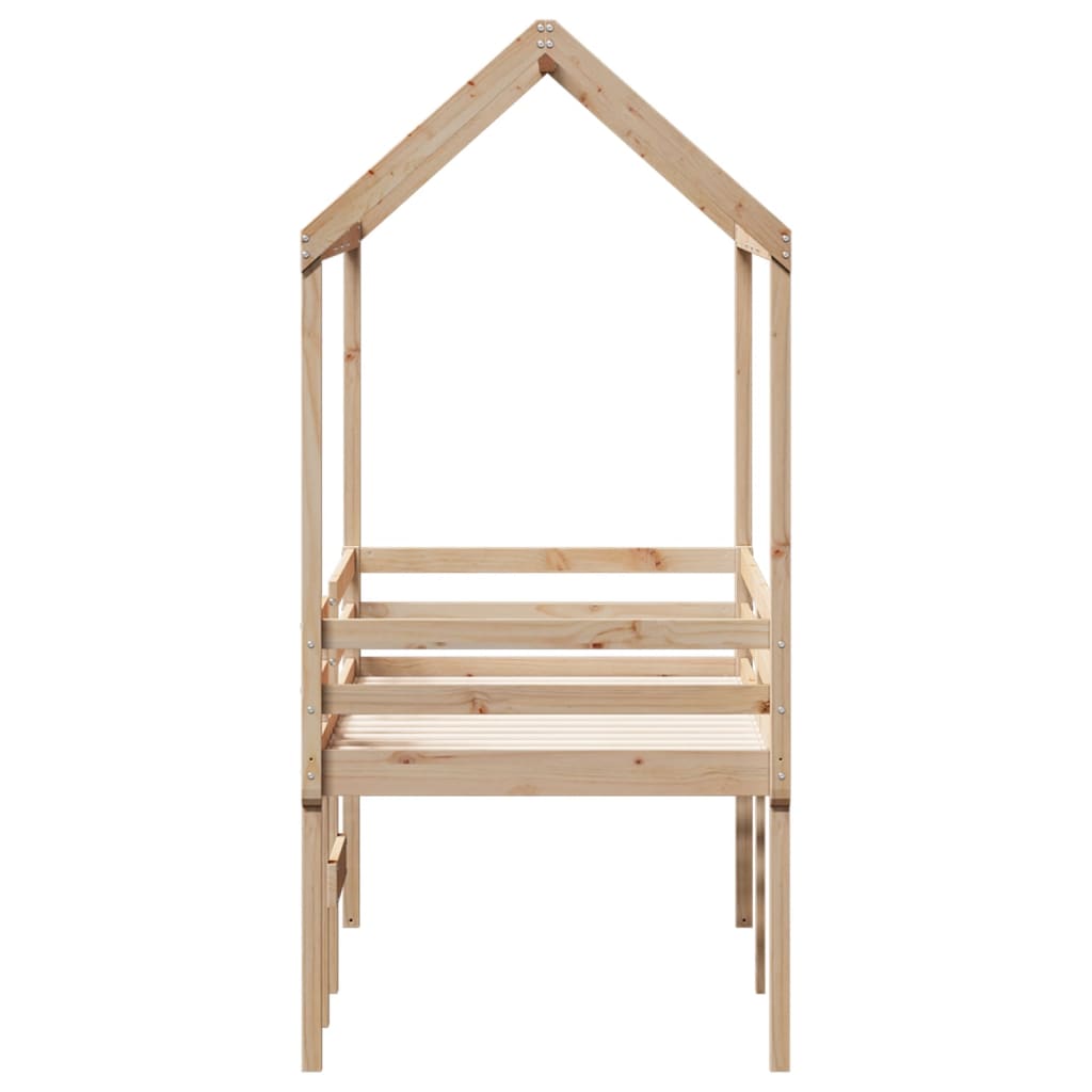 vidaXL Pat înalt cu acoperiș, 75x190 cm, lemn masiv de pin vidaXL Pat înalt cu acoperiș, 75x190 cm, lemn masiv de pin