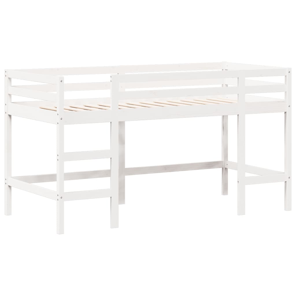 vidaXL Pat etajat cu scară și acoperiș, alb, 90x200 cm, lemn masiv pin vidaXL Pat etajat cu scară și acoperiș, alb, 90x200 cm, lemn masiv pin