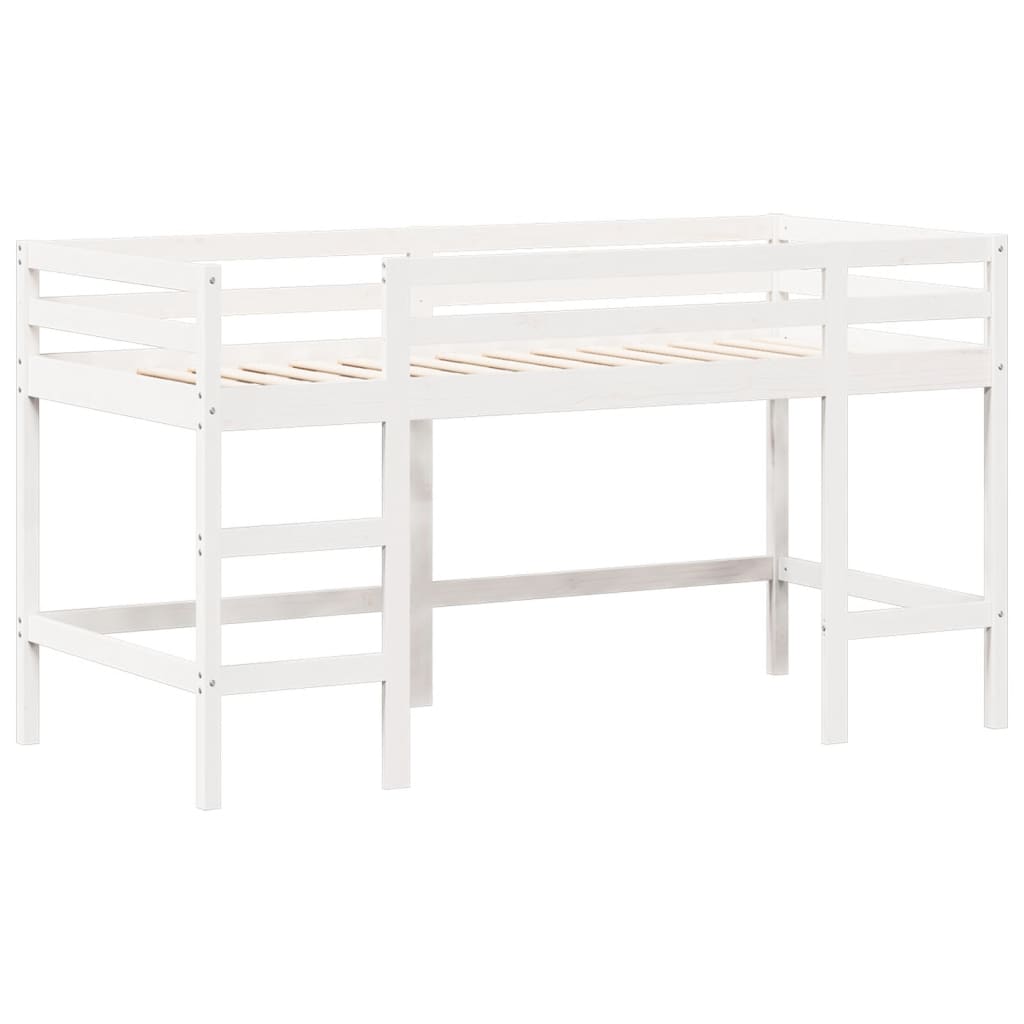 vidaXL Pat etajat cu scară și acoperiș, alb, 90x190 cm, lemn masiv pin vidaXL Pat etajat cu scară și acoperiș, alb, 90x190 cm, lemn masiv pin