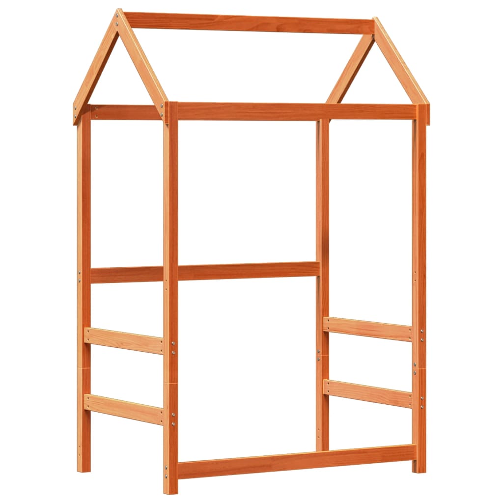 vidaXL Cadru de pat cu acoperiș maro ceruit 90x190cm lemn masiv pin