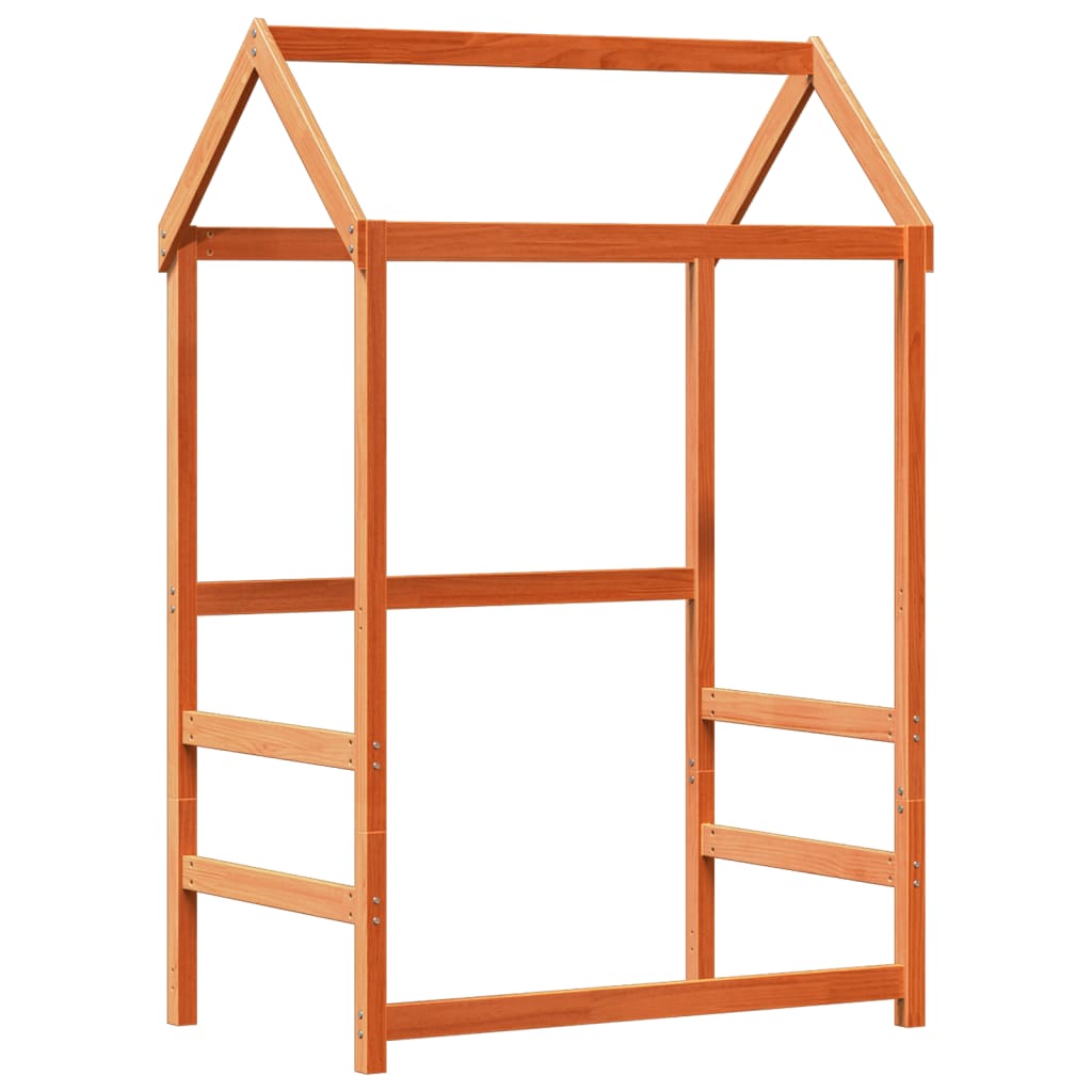 vidaXL Cadru de pat cu acoperiș maro ceruit 75x190cm lemn masiv pin