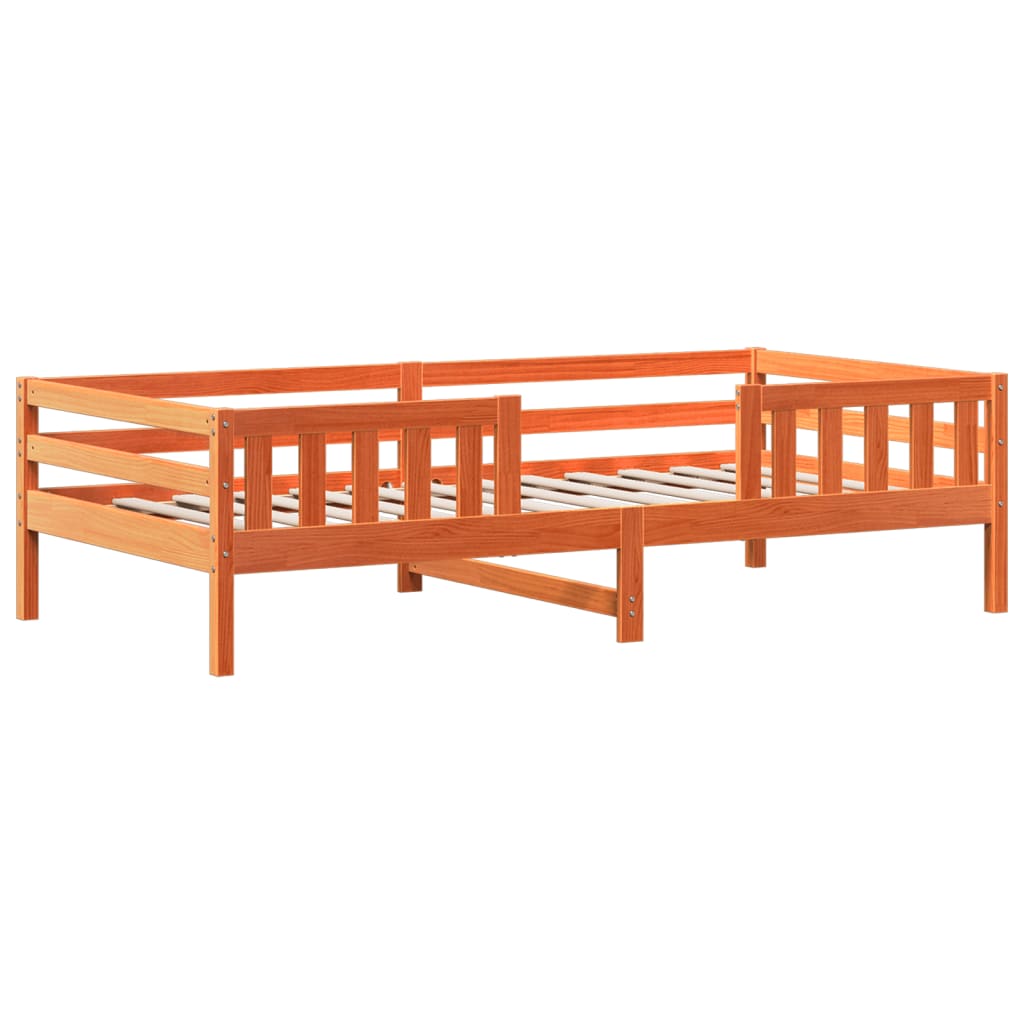 vidaXL Set pat bancă cu acoperiș maro ceruit 90x200cm lemn masiv pin