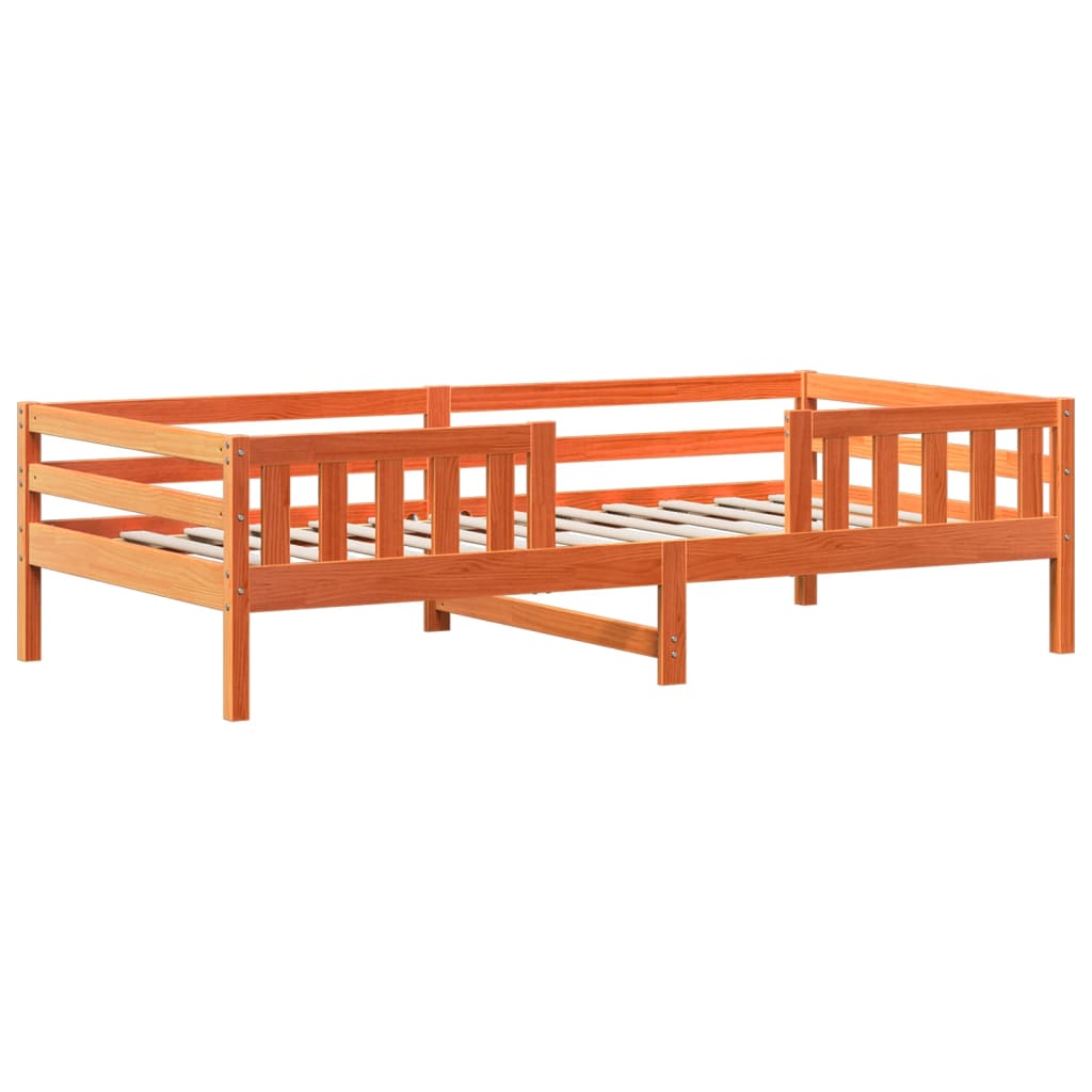 vidaXL Set pat bancă cu acoperiș maro ceruit 80x200cm lemn masiv pin vidaXL Set pat bancă cu acoperiș maro ceruit 80x200cm lemn masiv pin