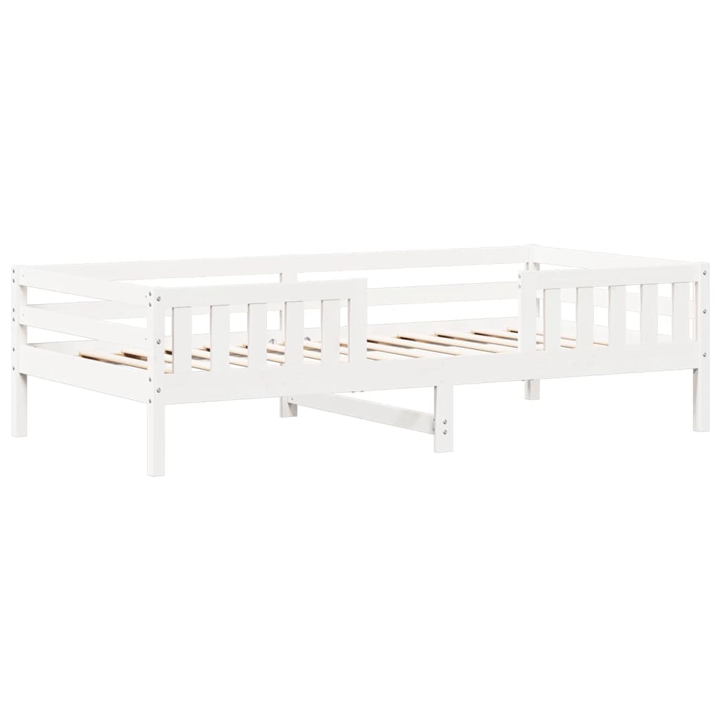 vidaXL Set pat bancă cu acoperiș, alb, 75x190 cm, lemn masiv de pin