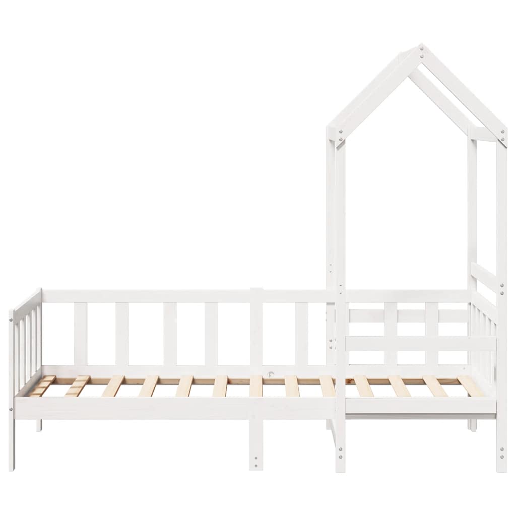 vidaXL Set pat de zi/bancă cu acoperiș alb 80x200 cm lemn masiv de pin