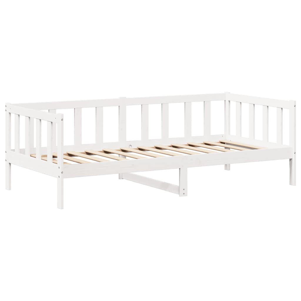 vidaXL Set pat de zi/bancă cu acoperiș alb 80x200 cm lemn masiv de pin