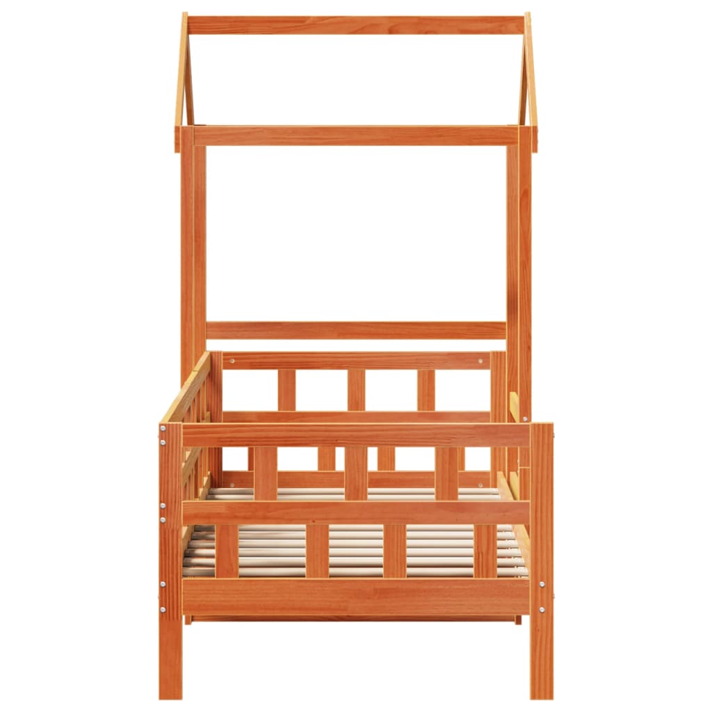 vidaXL Pat de zi cu acoperiș maro ceruit 90x200cm lemn masiv pin vidaXL Pat de zi cu acoperiș maro ceruit 90x200cm lemn masiv pin