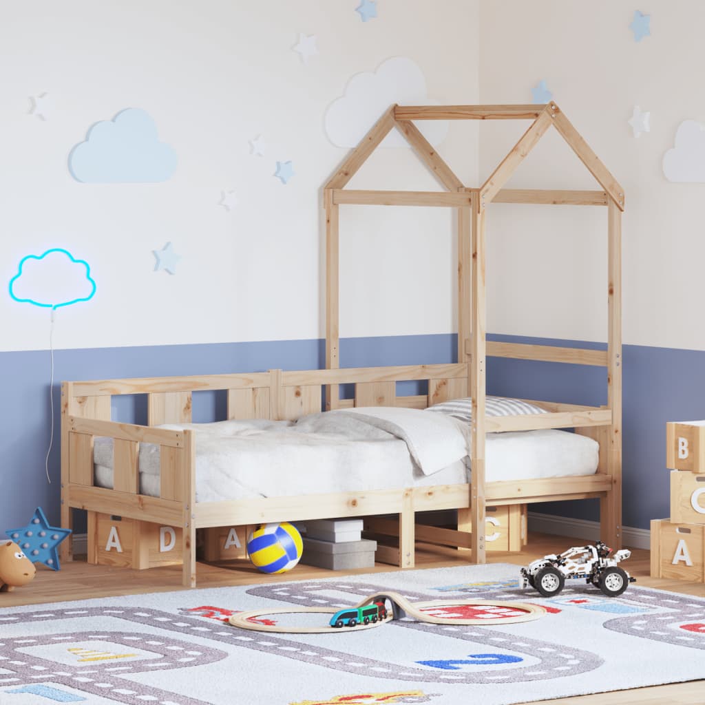 vidaXL Pat de zi cu acoperiș, 90x200 cm, lemn masiv de pin vidaXL Pat de zi cu acoperiș, 90x200 cm, lemn masiv de pin