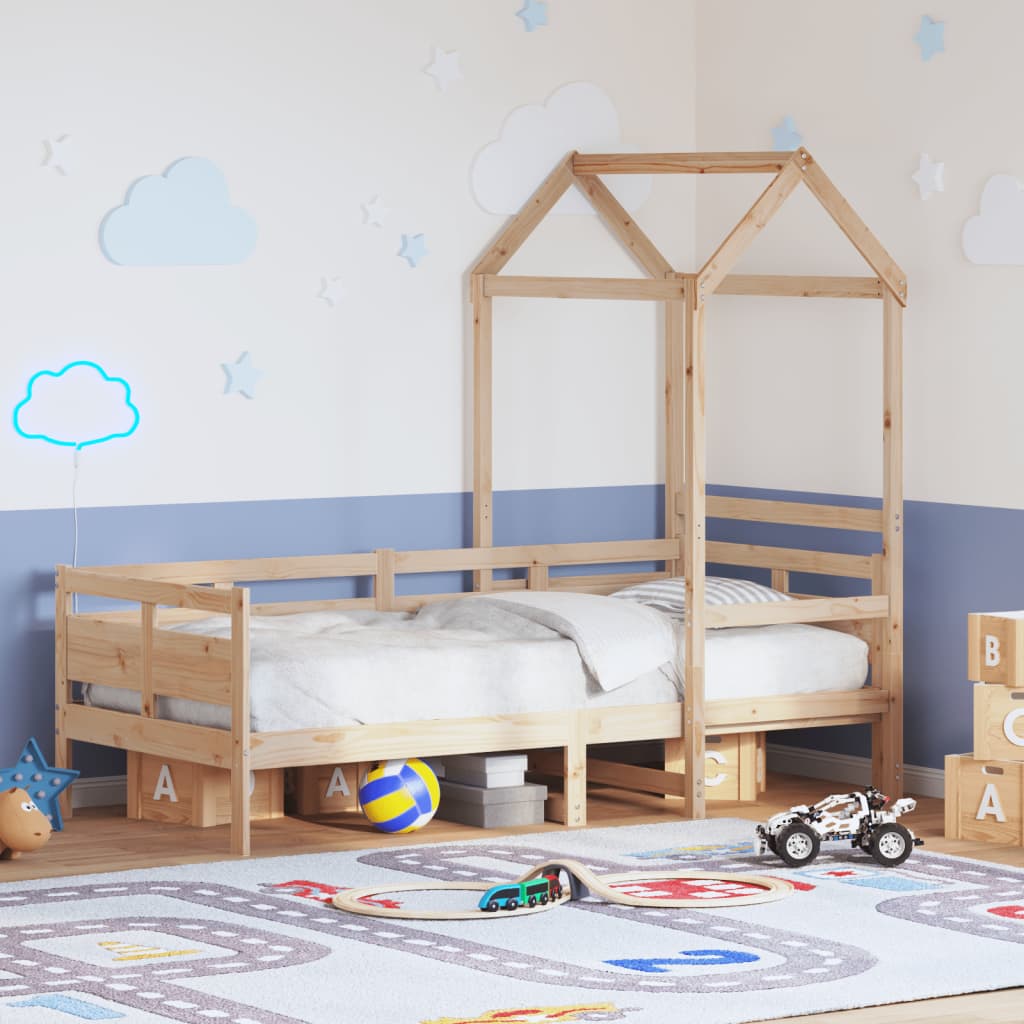 vidaXL Pat de zi cu acoperiș, 80x200 cm, lemn masiv de pin vidaXL Pat de zi cu acoperiș, 80x200 cm, lemn masiv de pin