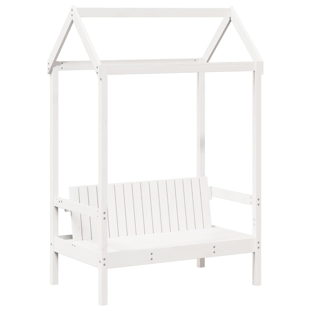 vidaXL Set pat de zi/bancă cu acoperiș alb 80x200 cm lemn masiv de pin