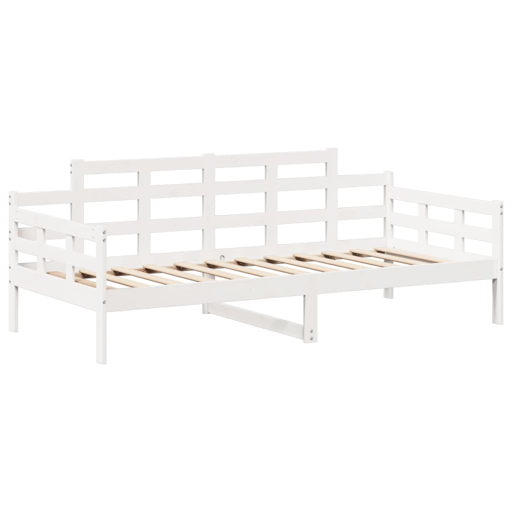 vidaXL Set pat de zi/bancă cu acoperiș alb 80x200 cm lemn masiv de pin