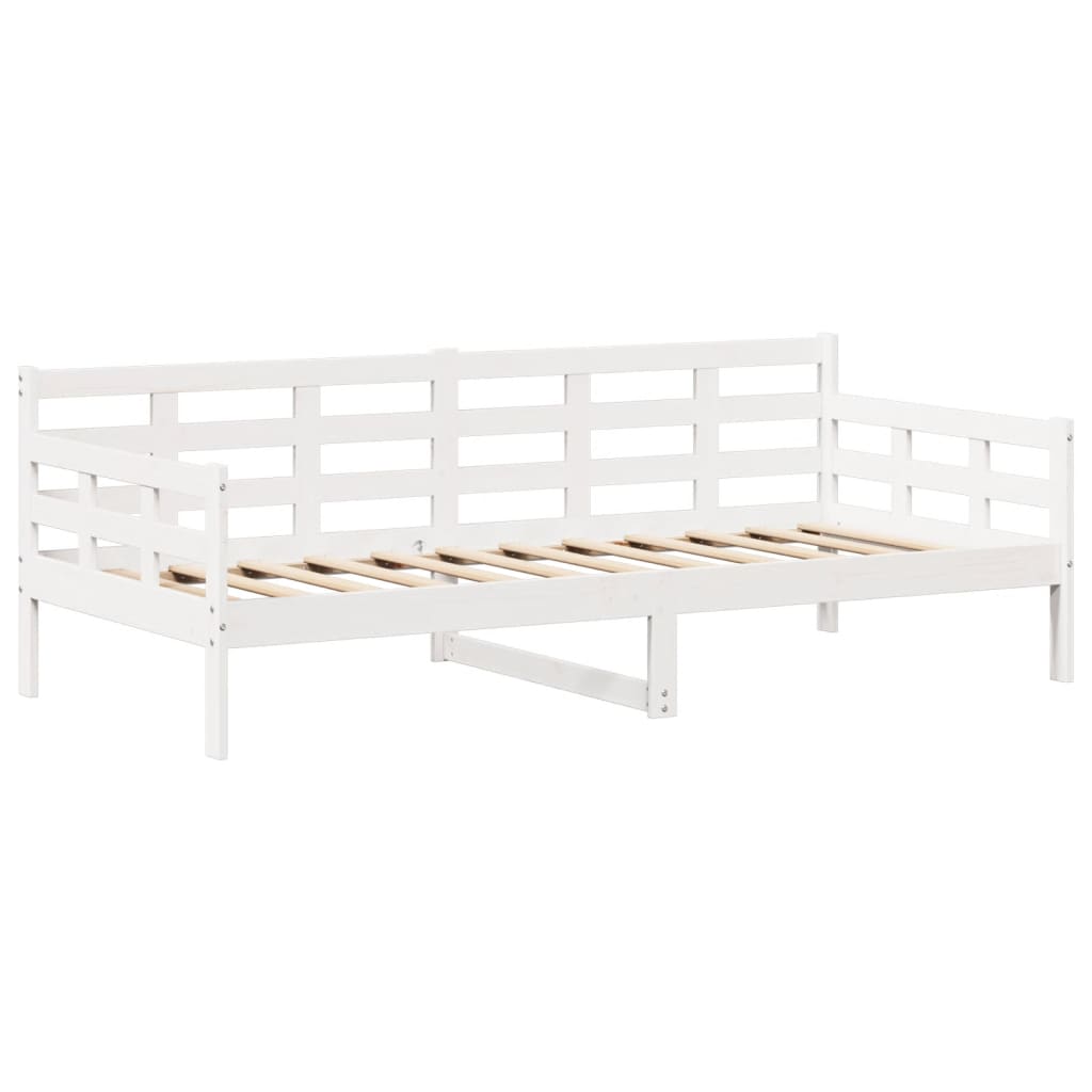 vidaXL Set pat de zi/bancă cu acoperiș alb 80x200 cm lemn masiv de pin