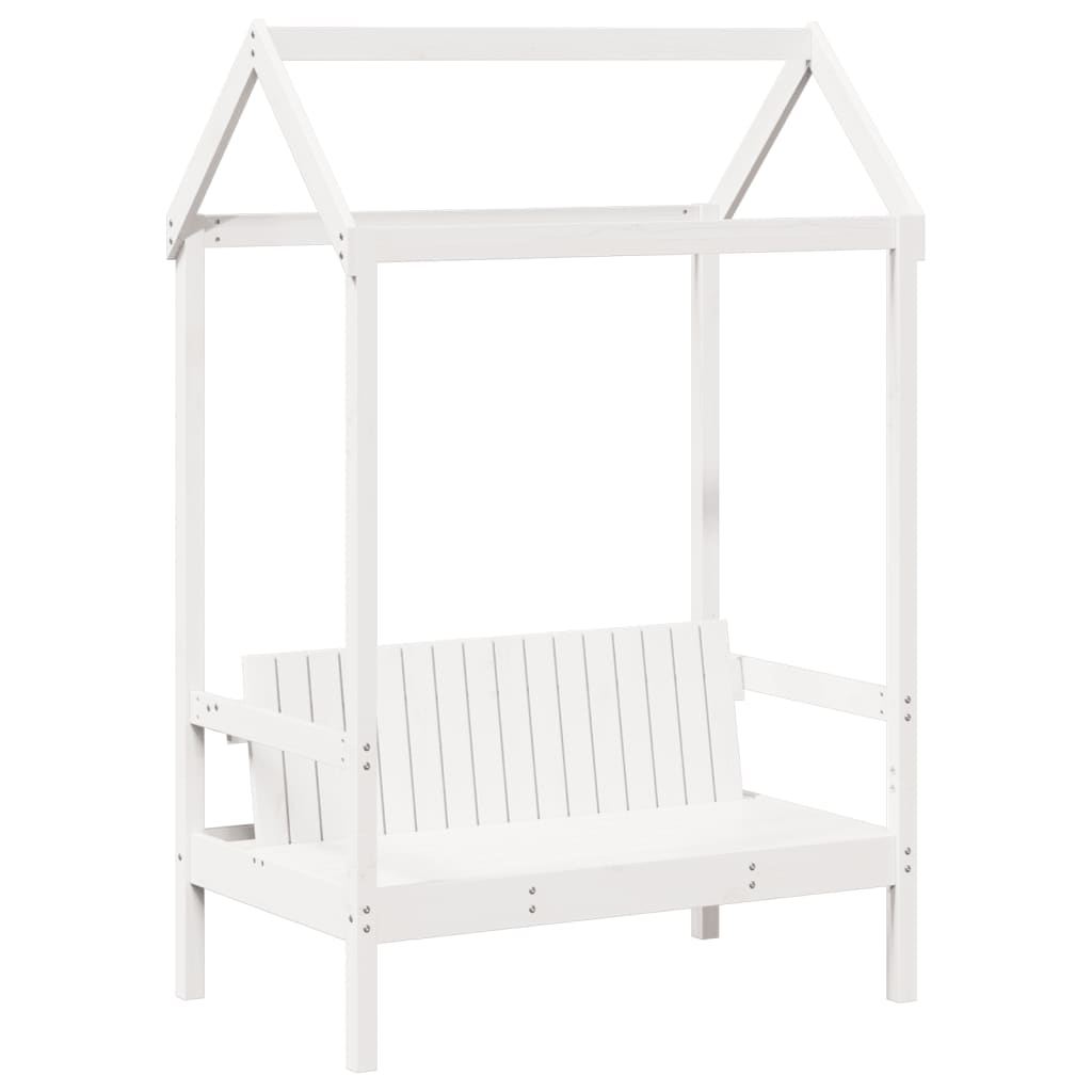 vidaXL Set pat de zi/bancă cu acoperiș alb 80x200 cm lemn masiv de pin