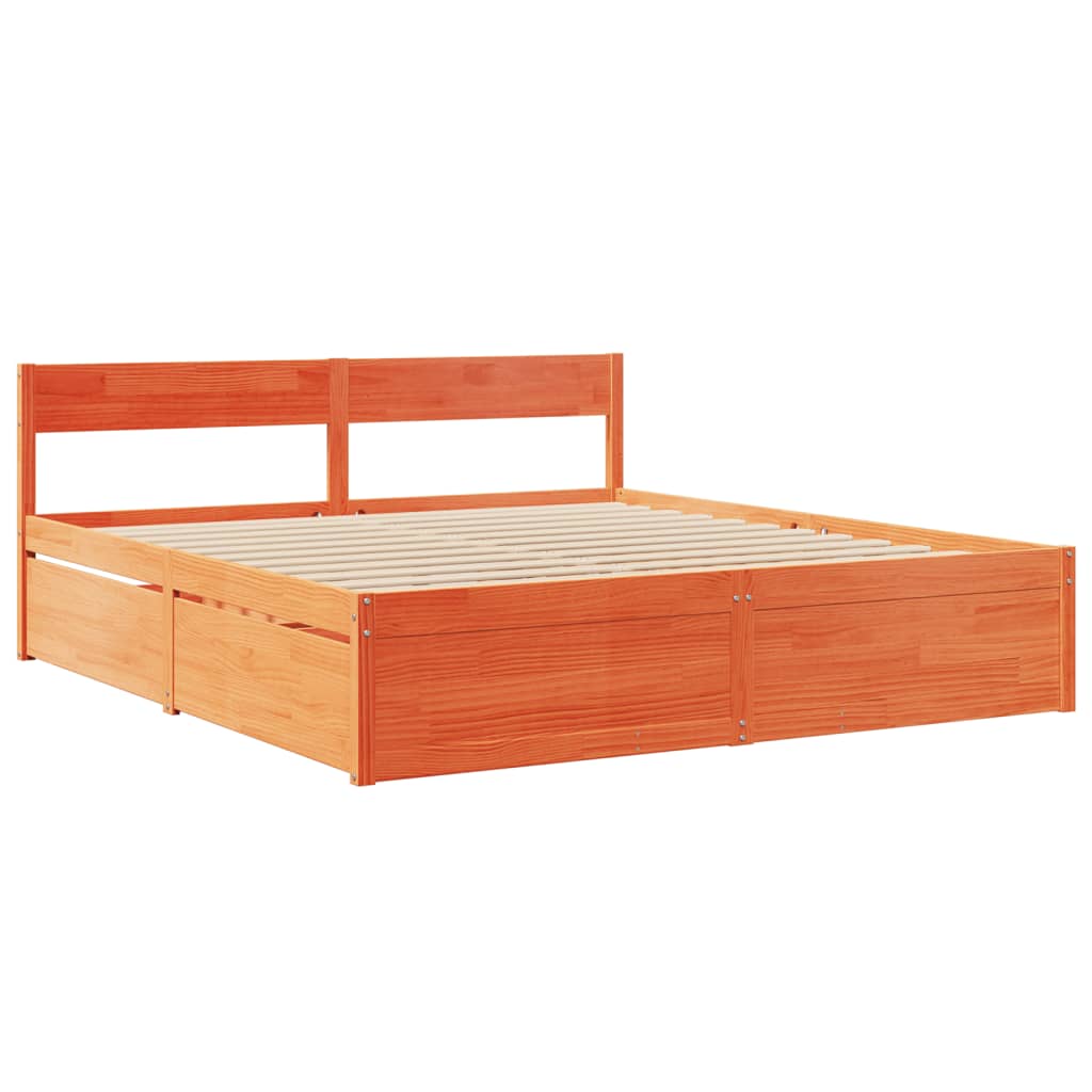 vidaXL Cadru de pat fără saltea, maro ceruit 180x200 cm lemn masiv pin vidaXL Cadru de pat fără saltea, maro ceruit 180x200 cm lemn masiv pin
