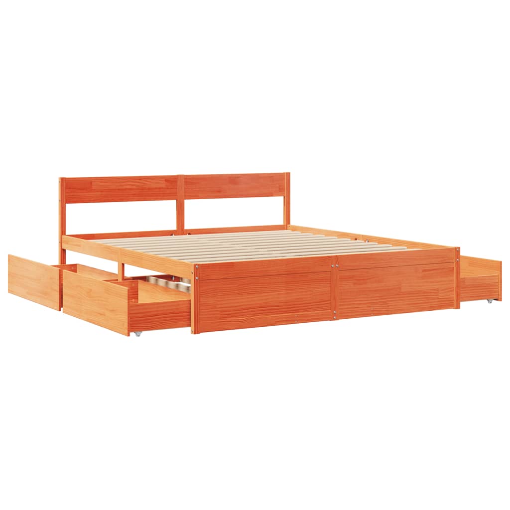 vidaXL Cadru de pat fără saltea, maro ceruit 180x200 cm lemn masiv pin vidaXL Cadru de pat fără saltea, maro ceruit 180x200 cm lemn masiv pin