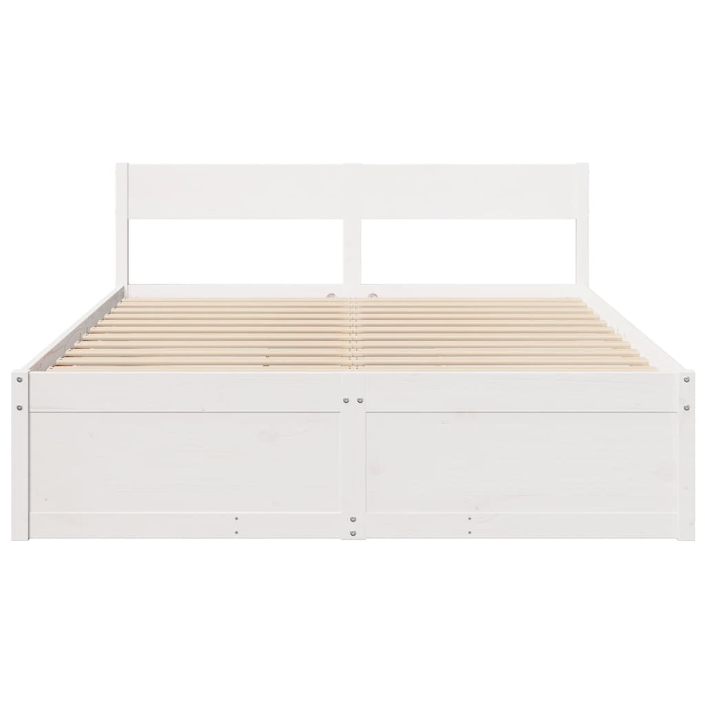 vidaXL Cadru de pat fără saltea, alb, 150x200 cm, lemn masiv pin vidaXL Cadru de pat fără saltea, alb, 150x200 cm, lemn masiv pin