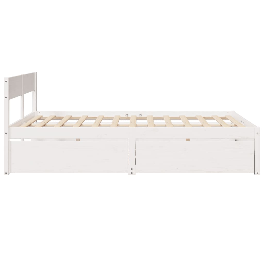vidaXL Cadru de pat fără saltea, alb, 150x200 cm, lemn masiv pin vidaXL Cadru de pat fără saltea, alb, 150x200 cm, lemn masiv pin