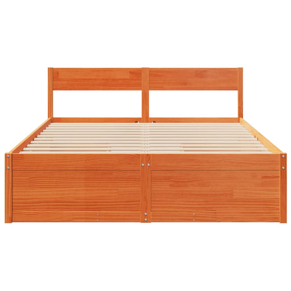vidaXL Cadru de pat fără saltea, maro ceruit 150x200 cm lemn masiv pin vidaXL Cadru de pat fără saltea, maro ceruit 150x200 cm lemn masiv pin