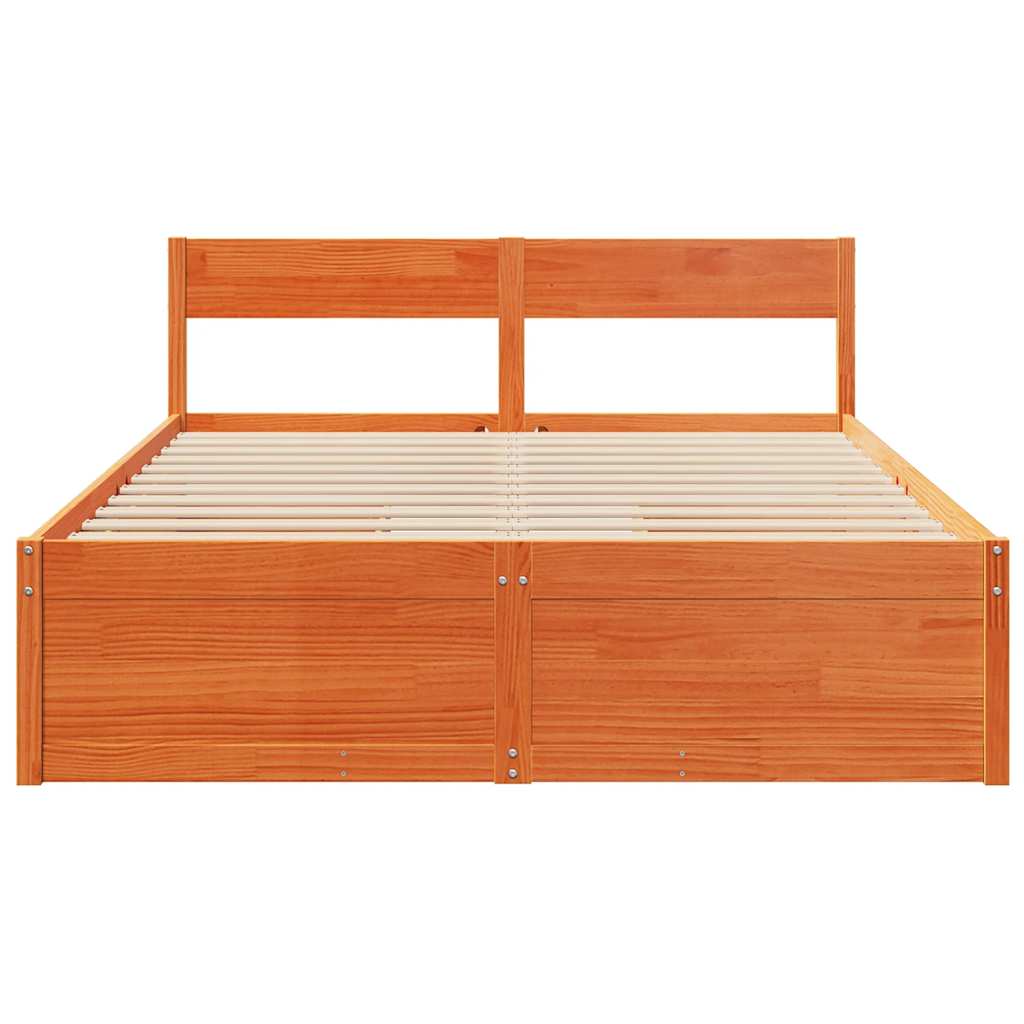 vidaXL Cadru de pat fără saltea, maro ceruit 140x200 cm lemn masiv pin vidaXL Cadru de pat fără saltea, maro ceruit 140x200 cm lemn masiv pin