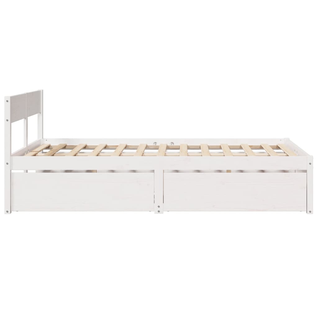 vidaXL Cadru de pat fără saltea, alb, 140x190 cm, lemn masiv de pin