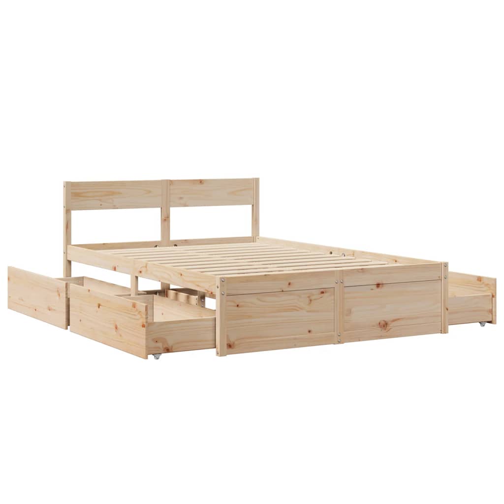 vidaXL Cadru de pat fără saltea, 120x190 cm, lemn masiv pin vidaXL Cadru de pat fără saltea, 120x190 cm, lemn masiv pin