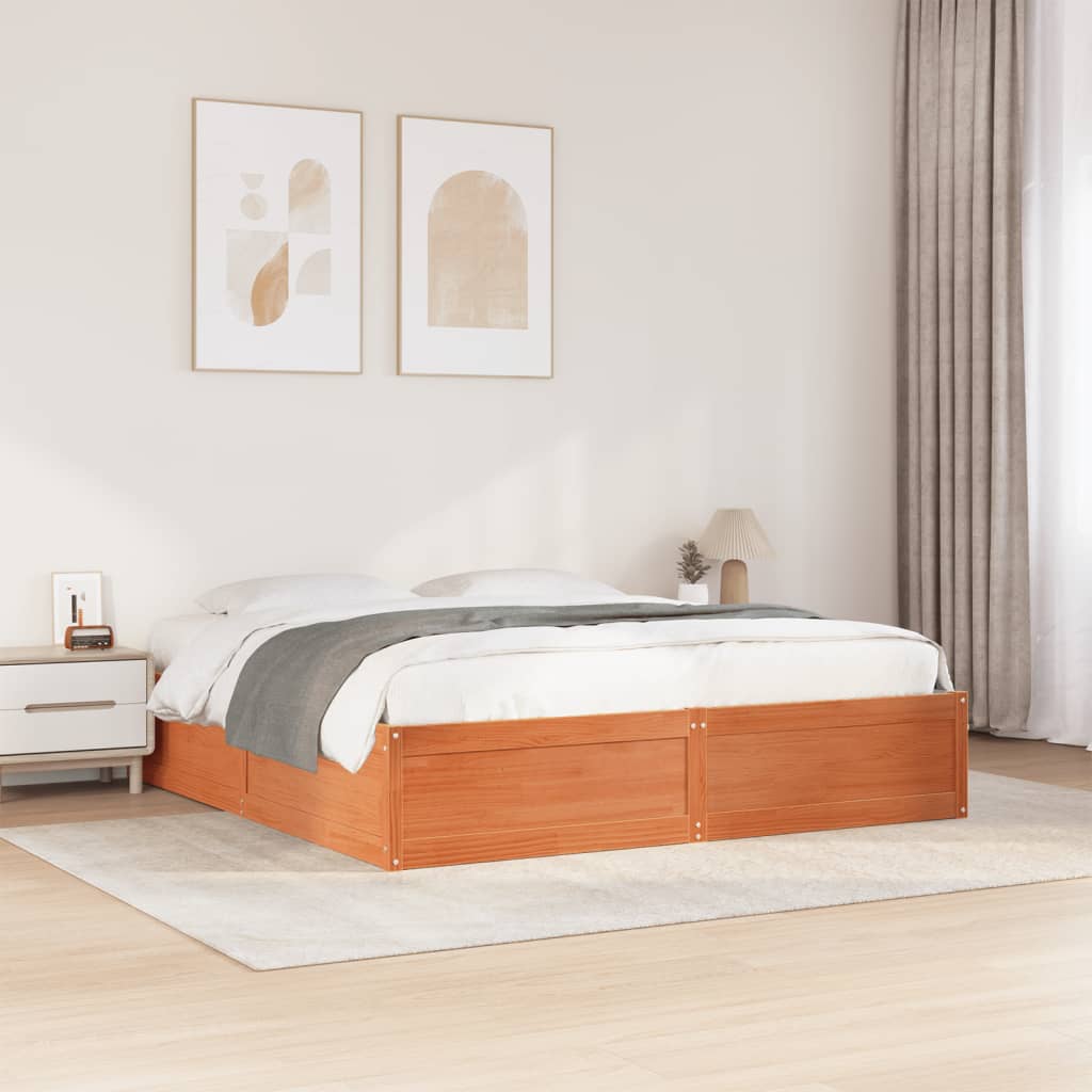 vidaXL Cadru de pat fără saltea, maro ceruit 180x200 cm lemn masiv pin vidaXL Cadru de pat fără saltea, maro ceruit 180x200 cm lemn masiv pin