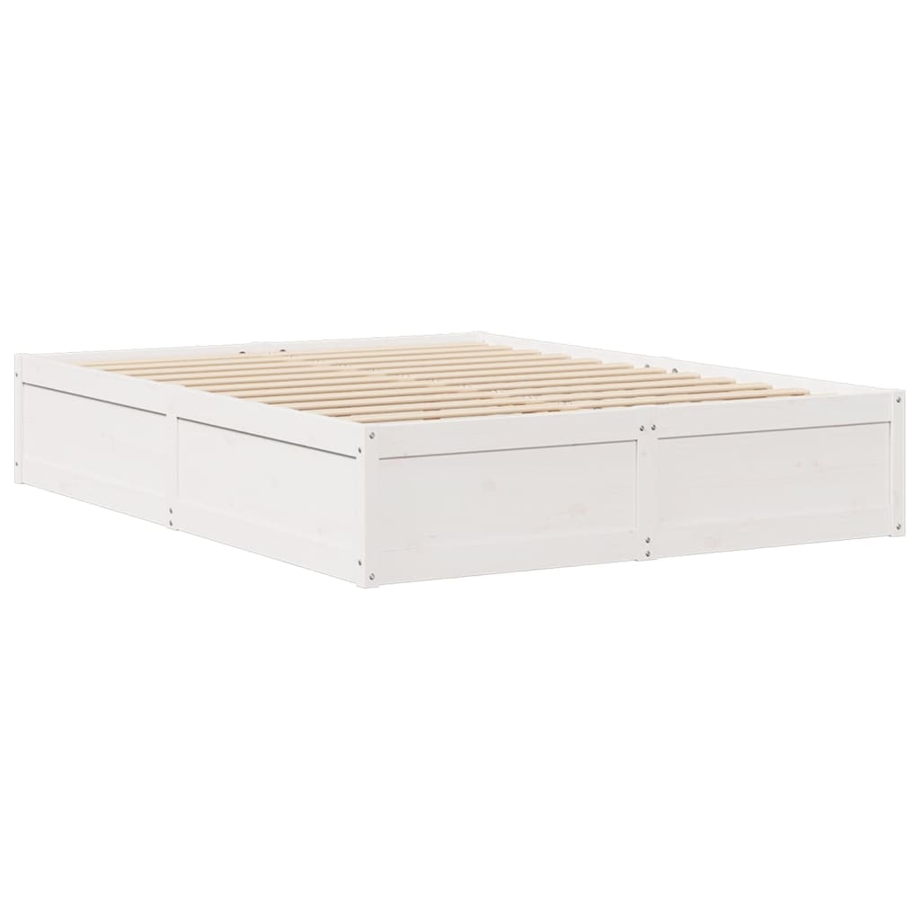 vidaXL Cadru de pat fără saltea, alb, 150x200 cm, lemn masiv pin vidaXL Cadru de pat fără saltea, alb, 150x200 cm, lemn masiv pin