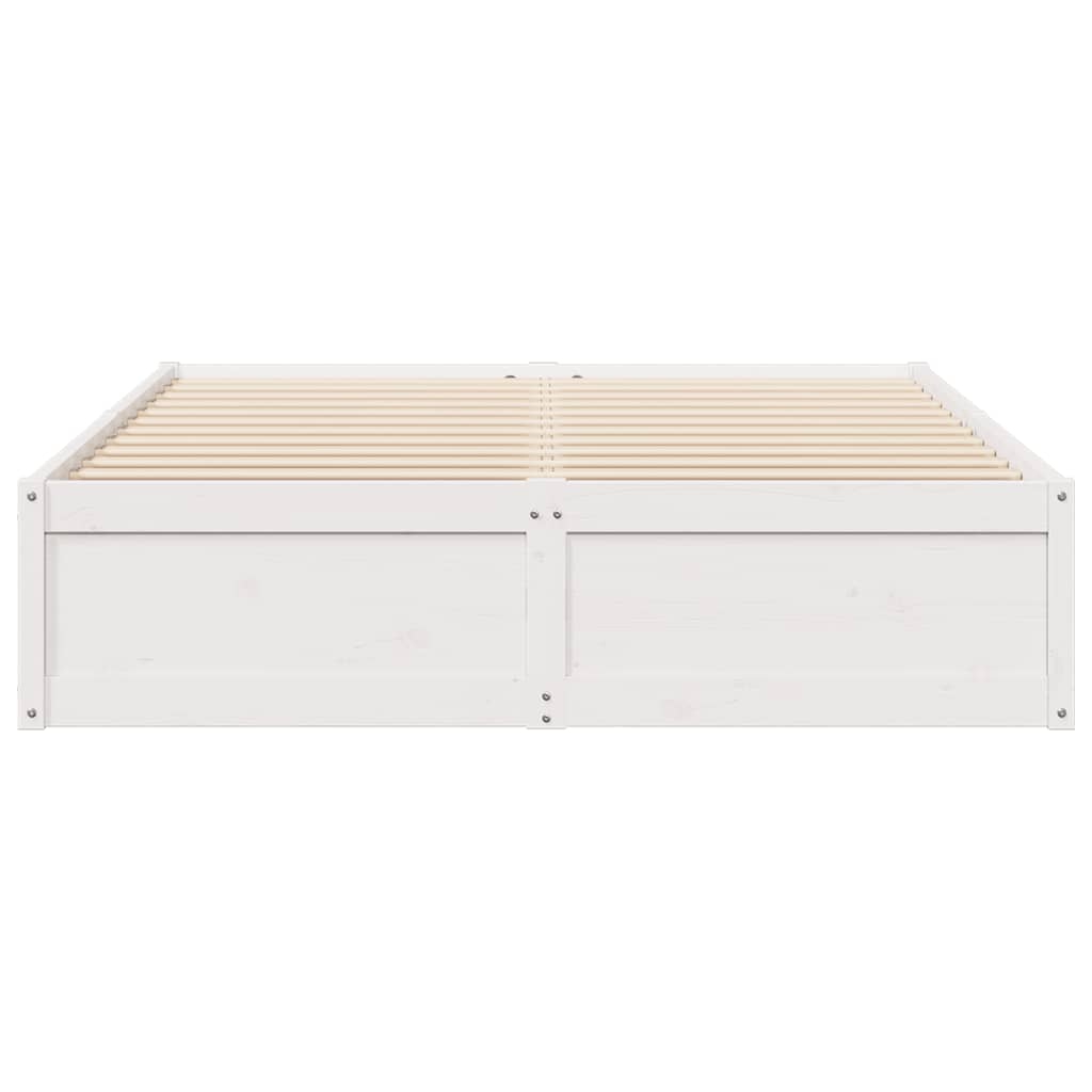 vidaXL Cadru de pat fără saltea, alb, 150x200 cm, lemn masiv pin vidaXL Cadru de pat fără saltea, alb, 150x200 cm, lemn masiv pin