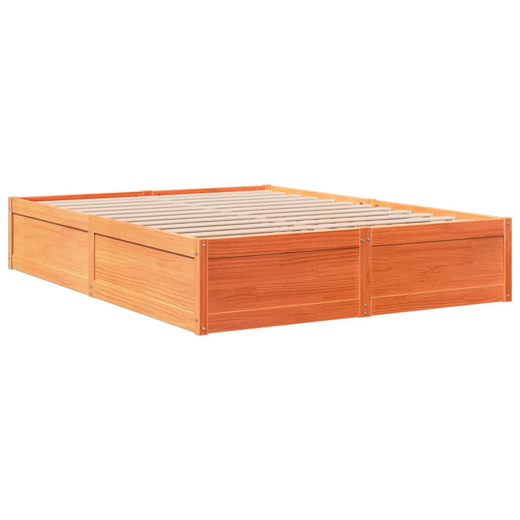 vidaXL Cadru de pat fără saltea, maro ceruit 150x200 cm lemn masiv pin vidaXL Cadru de pat fără saltea, maro ceruit 150x200 cm lemn masiv pin