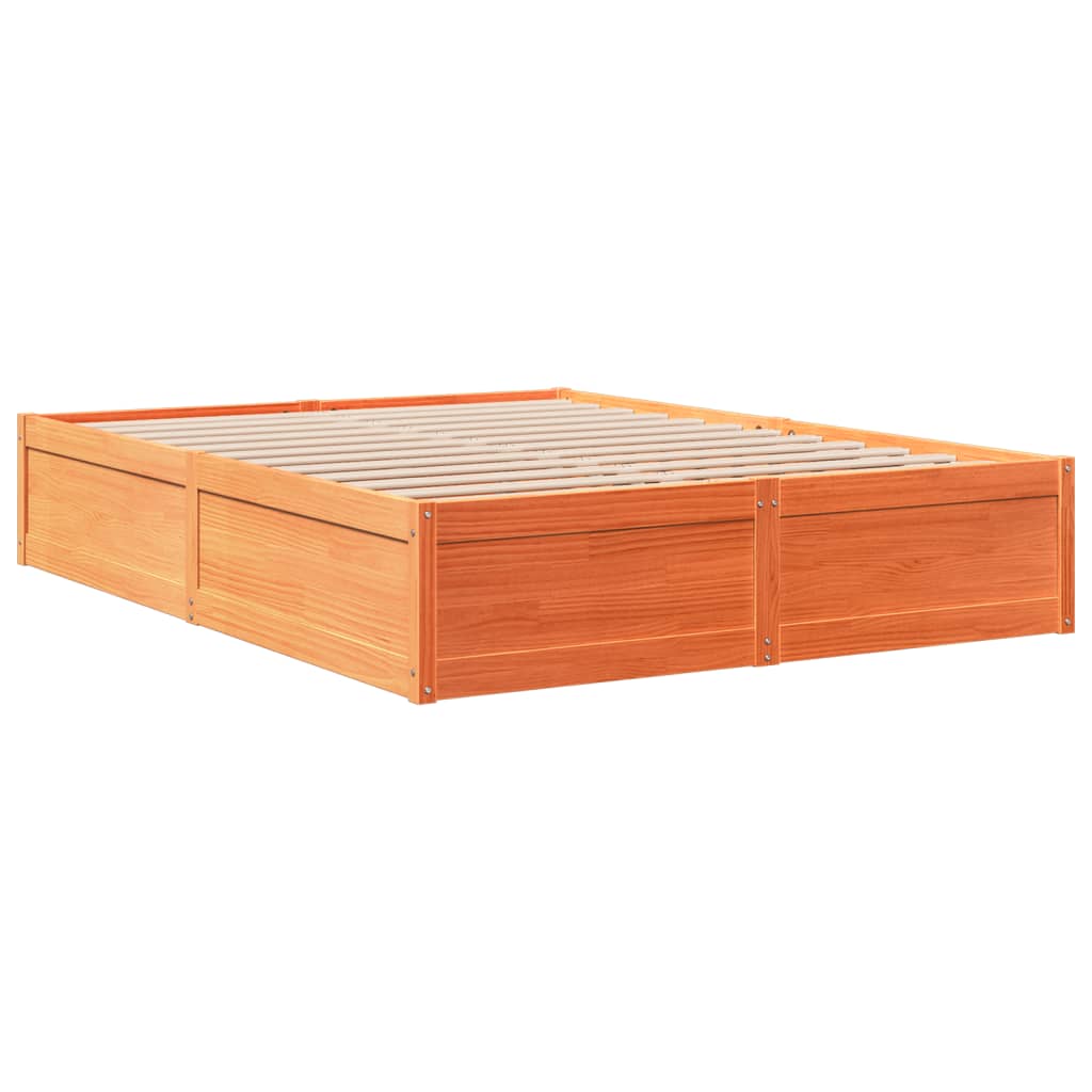 vidaXL Cadru de pat fără saltea, maro ceruit 140x200 cm lemn masiv pin vidaXL Cadru de pat fără saltea, maro ceruit 140x200 cm lemn masiv pin