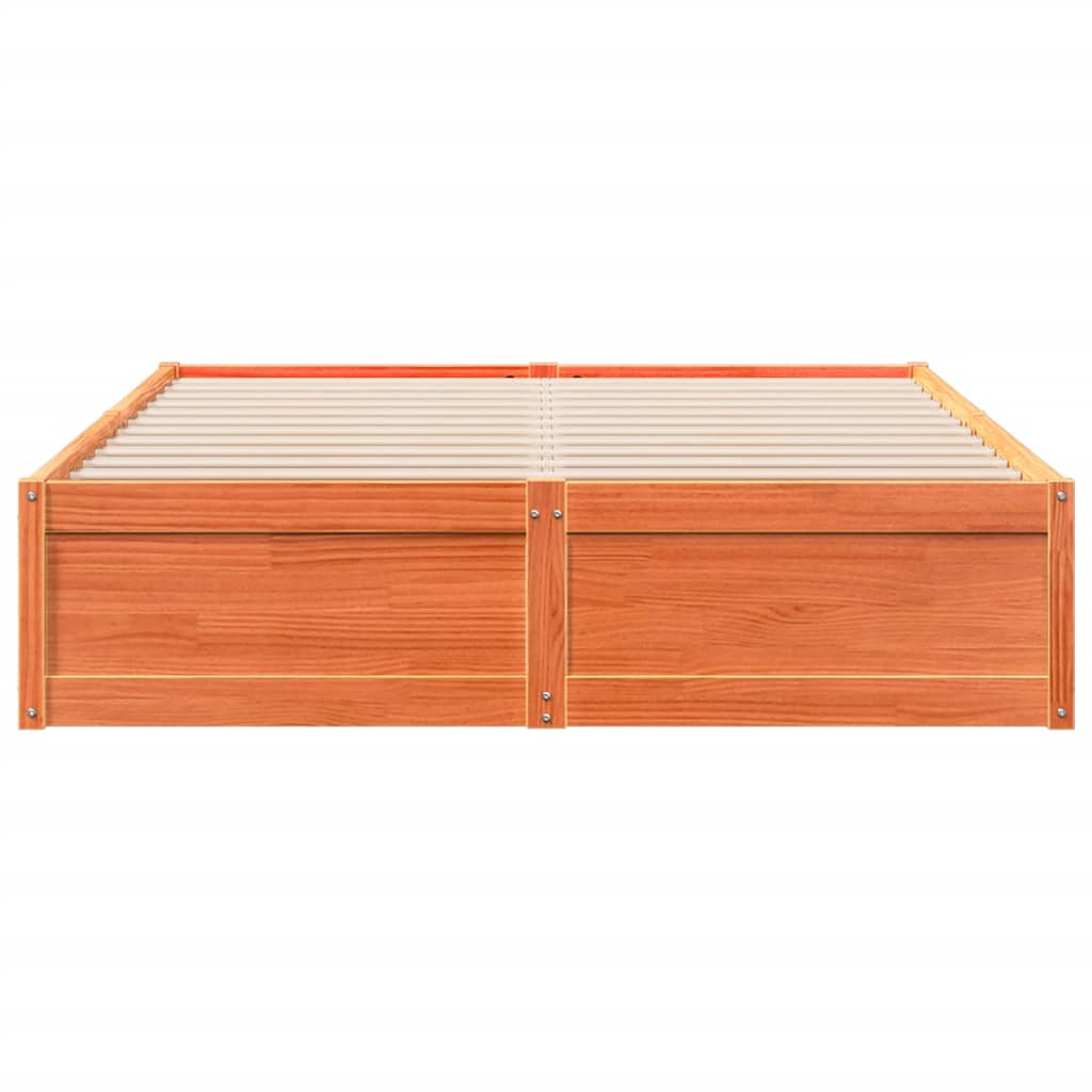 vidaXL Cadru de pat fără saltea, maro ceruit 140x200 cm lemn masiv pin vidaXL Cadru de pat fără saltea, maro ceruit 140x200 cm lemn masiv pin