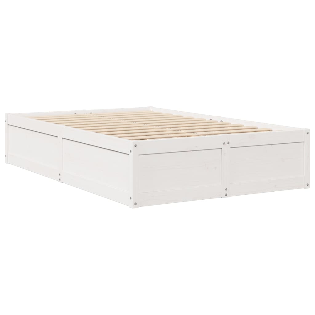 vidaXL Cadru de pat fără saltea, alb, 120x200 cm, lemn masiv pin vidaXL Cadru de pat fără saltea, alb, 120x200 cm, lemn masiv pin