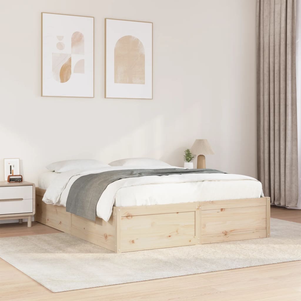 vidaXL Cadru de pat fără saltea, 140x190 cm, lemn masiv de pin vidaXL Cadru de pat fără saltea, 140x190 cm, lemn masiv de pin